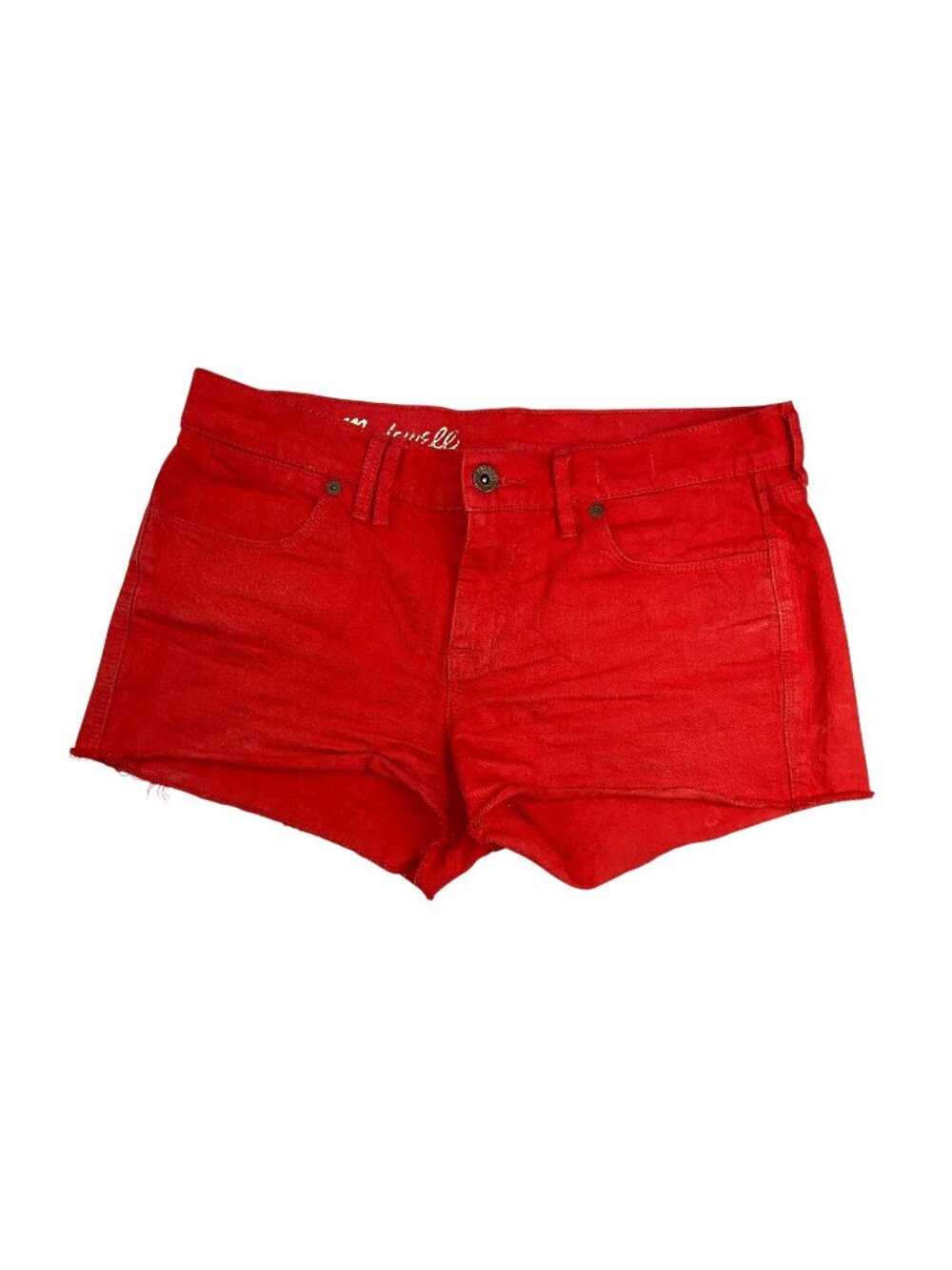 Madewell Womens Red Raw Hem Denim Shorts Size 27